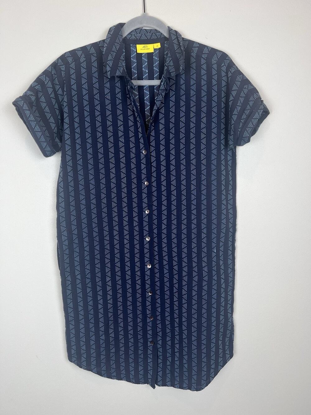 Roberta Roller Rabbit Haru Short Sleeve Button Up Blue Striped Nightgown Sz XS